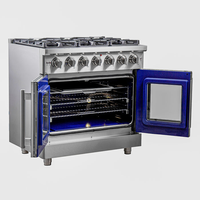 Forno 36″ Freestanding French Door Gas Range with 6 Burners, FFSGS6439-36