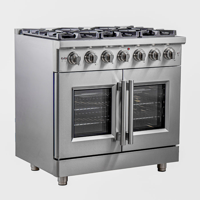 Forno 36″ Freestanding French Door Gas Range with 6 Burners, FFSGS6439-36
