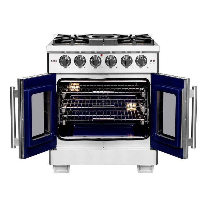 Forno 30" Professional Gas Range With French Door And 5 Sealed Burners, FFSGS6460-30