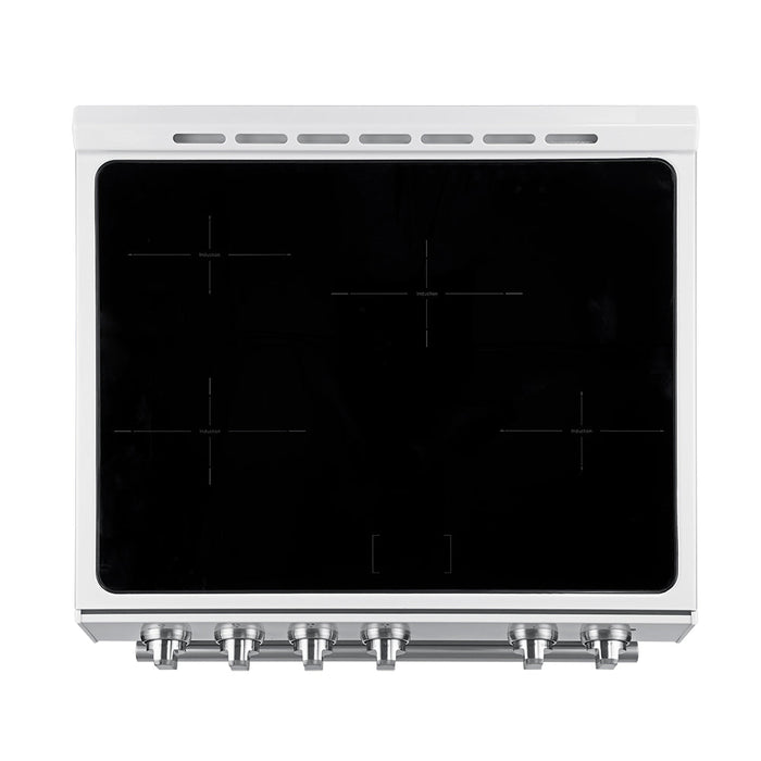 Forno 30” Induction Range with Knob Control in White and Silver Accents, FFSIN0982-30WHT