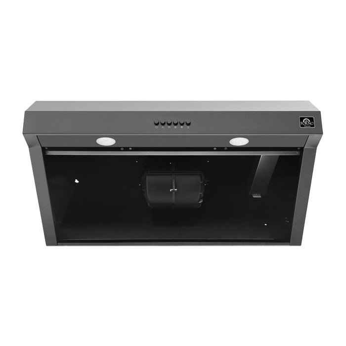Forno Espresso 30" Under Cabinet Range Hood in Black with Silver Handles, FRHUC5255-30BLK
