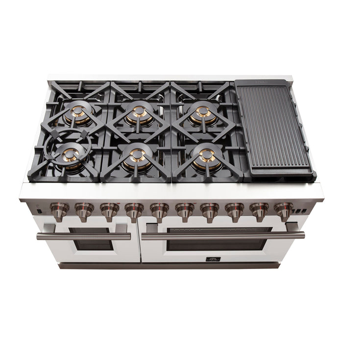 Forno 48 Inch Professional Freestanding Gas Range in White, FFSGS6260-48WHT