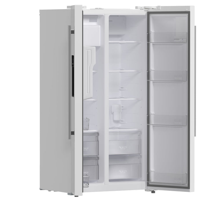 Forno Espresso 36" 20 Cu. Ft. Side-By-Side Refrigerator with Water and Ice Dispenser in White with Silver Handles, FFRBI1844-36WHT