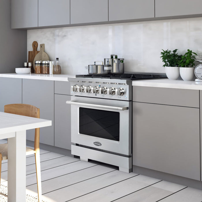 Cosmo Commercial 36" 4.5 cu. ft. Gas Range with 6 Italian Burners and Heavy Duty Cast Iron Grates in Stainless Steel
, COS-GRP366