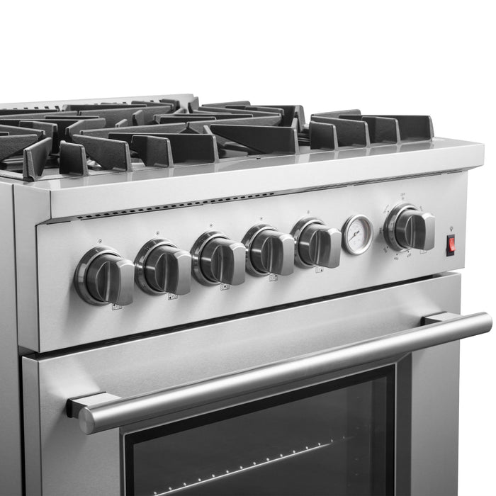 Forno 30" 4.32 cu. ft. Gas Range with 5 Sealed Burners, Air Fry Basket, Wok Support and Griddle, FFSGS6274-30