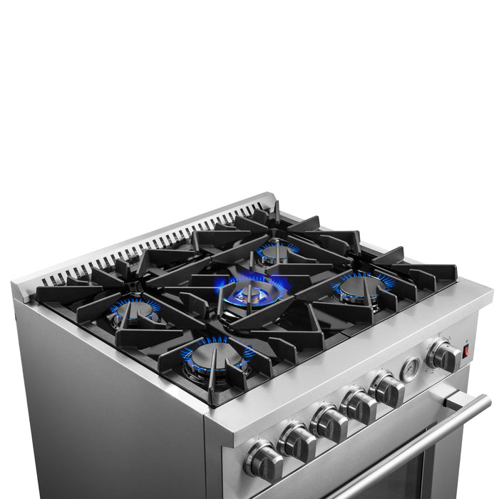 Forno 30" 4.32 cu. ft. Gas Range with 5 Sealed Burners, Air Fry Basket, Wok Support and Griddle, FFSGS6274-30