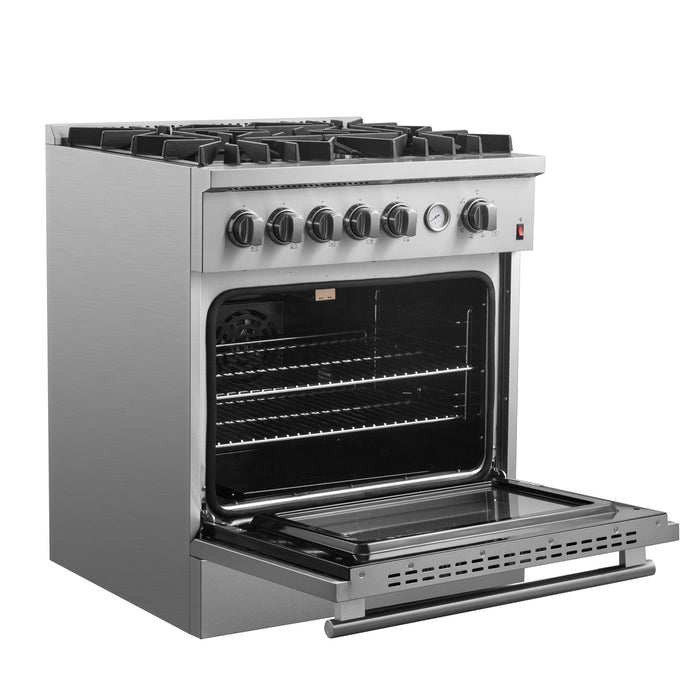 Forno 30" 4.32 cu. ft. Gas Range with 5 Sealed Burners, Air Fry Basket, Wok Support and Griddle, FFSGS6274-30