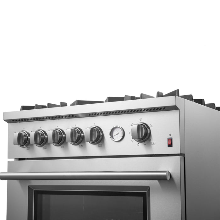 Forno 30" 4.32 cu. ft. Gas Range with 5 Sealed Burners, Air Fry Basket, Wok Support and Griddle, FFSGS6274-30