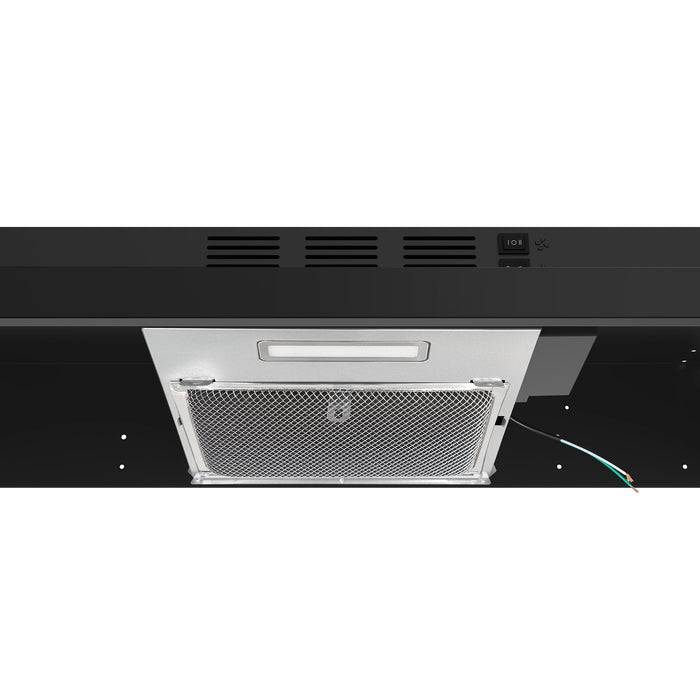 Forno 30" 200 CFM Compact Under Cabinet Convertible Range Hood in Black, FRHUC5200-30BLK