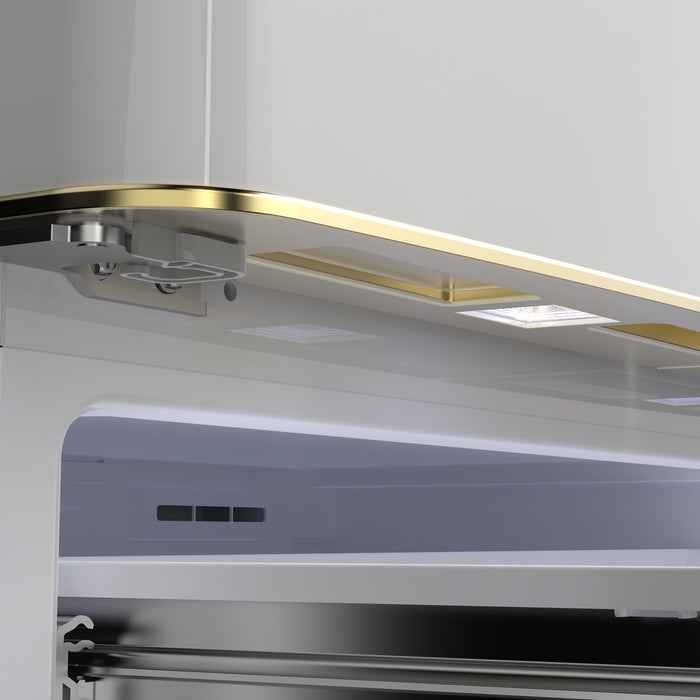 Forno Luigi 33" 18 cu. ft. French Door Refrigerator in White with Antique Brass Handles, FFFFD1791-33WHT