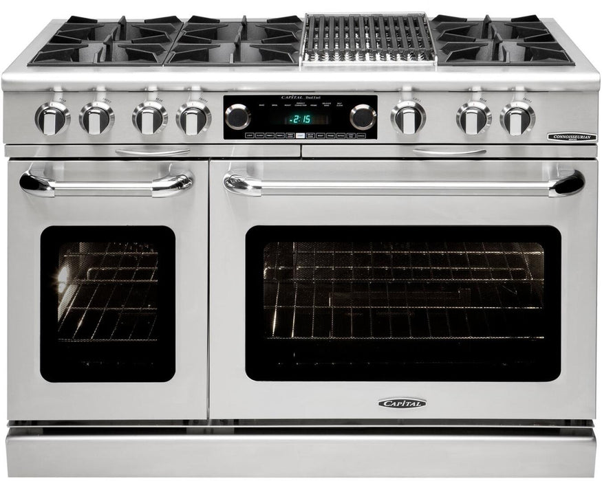 Capital Connoisseurian Series 48" Freestanding Dual Fuel Range with 7.8 cu. ft. Double Electric Ovens in Stainless Steel (COB488)