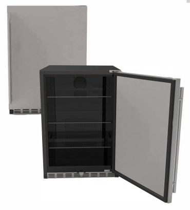 Summerset 24" 5.1c Outdoor Rated Fridge  w/Glass Door and Glass Shelves | RFR-24G
