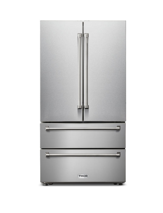 Thor Kitchen 3-Piece Appliance Package - 30-Inch Electric Range with Tilt Panel, French Door Refrigerator, and Dishwasher in Stainless Steel