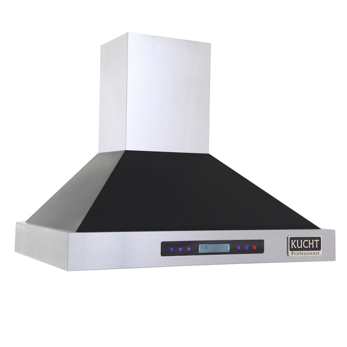 Kucht Professional 30" Wall Mount Range Hood 900 CFM in Black, KRH3015-K