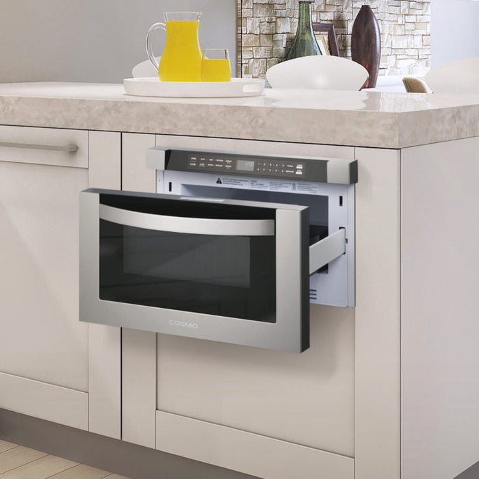 Cosmo Package - 30" Electric Range, Dishwasher, Refrigerator with Ice Maker, Wine Cooler and Microwave, COS-5PKG-266