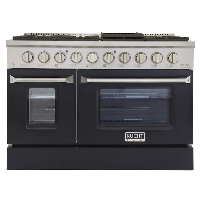 Kucht 48" Pro-Style Natural Gas Dual Fuel Range with 4 Burners in Black, KDF482-K