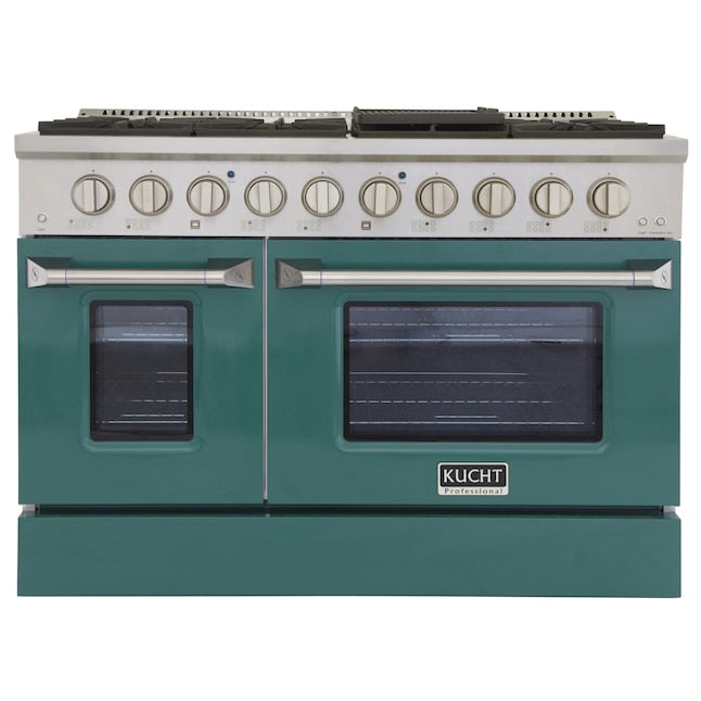 Kucht 48" Pro-Style Natural Gas Dual Fuel Range with 4 Burners in Green, KDF482-G