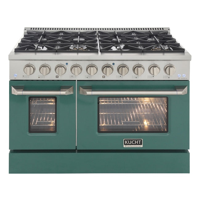 Kucht 48" Pro-Style Propane Gas Dual Fuel Range with 4 Burners in Green, KDF482/LP-G