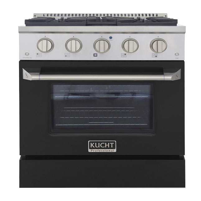 Kucht 30" Pro-Style Natural Gas Dual Fuel Range with 4 Burners in Black, KDF302-K