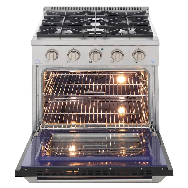 Kucht 30" Pro-Style Propane Gas Dual Fuel Range with 4 Burners in Black, KDF302/LP-K