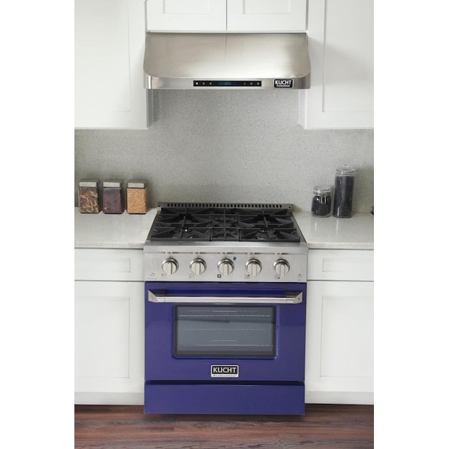 Kucht 30" Pro-Style Propane Gas Dual Fuel Range with 4 Burners in Blue, KDF302/LP-B