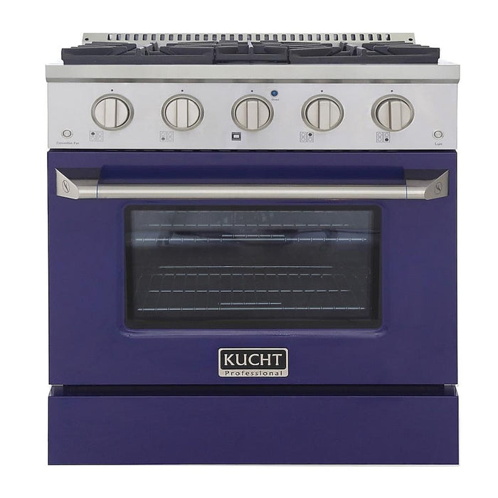 Kucht 30" Pro-Style Natural Gas Dual Fuel Range with 4 Burners in Blue, KDF302-B