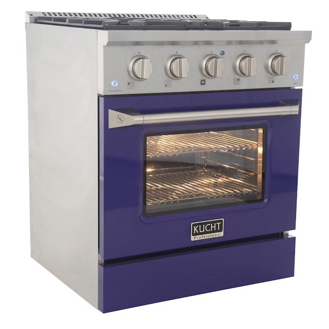 Kucht 30" Pro-Style Propane Gas Dual Fuel Range with 4 Burners in Blue, KDF302/LP-B