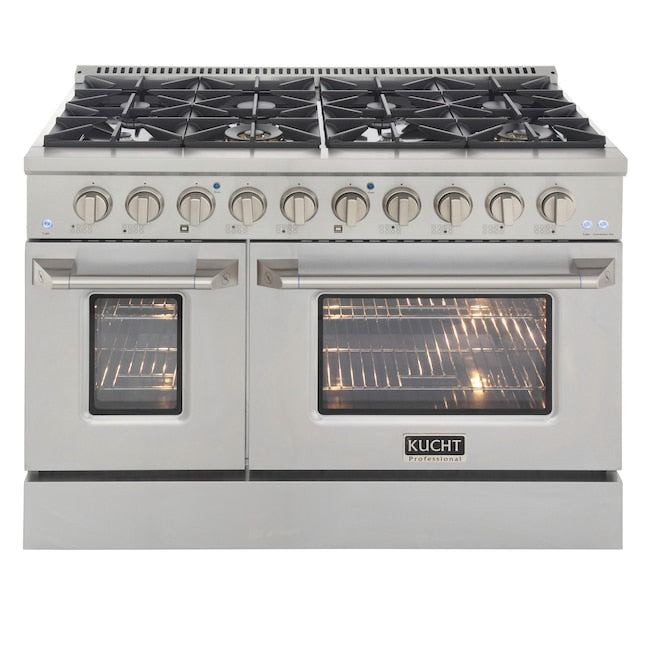 Kucht 48" Pro-Style Natural Gas Dual Fuel Range with 4 Burners in Stainless Steel, KDF482-S