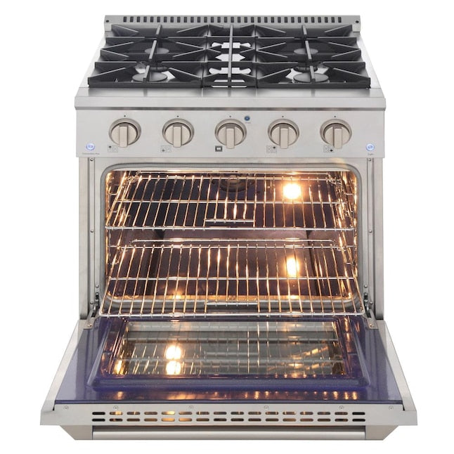 Kucht 30" Pro-Style Natural Gas Dual Fuel Range with 4 Burners in Stainless Steel, KDF302-S