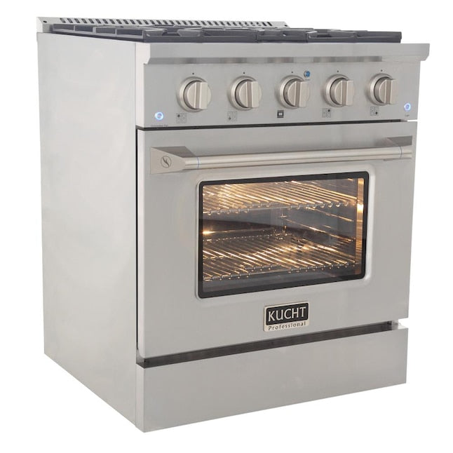 Kucht 30" Pro-Style Propane Gas Dual Fuel Range with 4 Burners in Stainless Steel, KDF302/LP-S