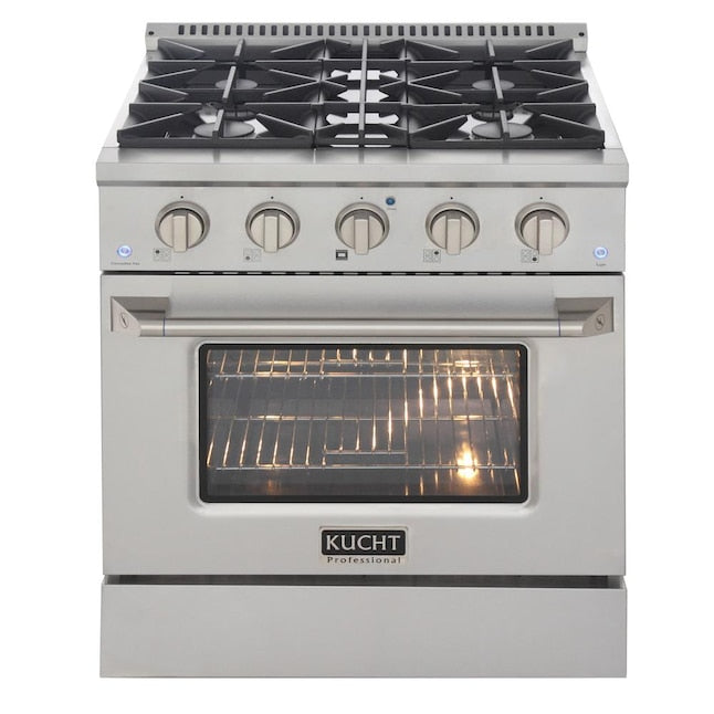 Kucht 30" Pro-Style Propane Gas Dual Fuel Range with 4 Burners in Stainless Steel, KDF302/LP-S