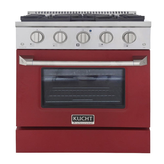 Kucht 30" Pro-Style Propane Gas Dual Fuel Range with 4 Burners in Red, KDF302/LP-R