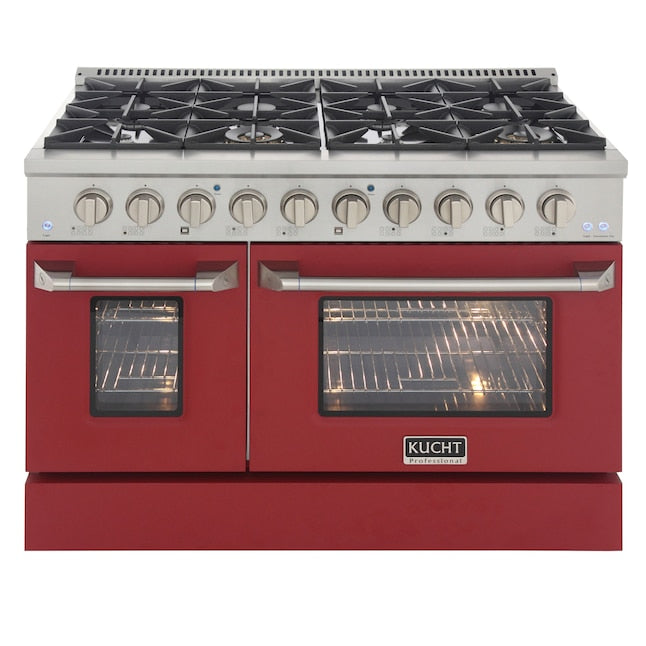 Kucht 48" Pro-Style Propane Gas Dual Fuel Range with 4 Burners in Red, KDF482/LP-R