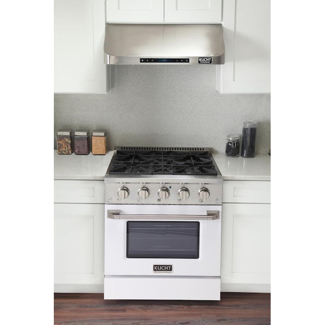 Kucht 30" Pro-Style Propane Gas Dual Fuel Range with 4 Burners in White, KDF302/LP-W