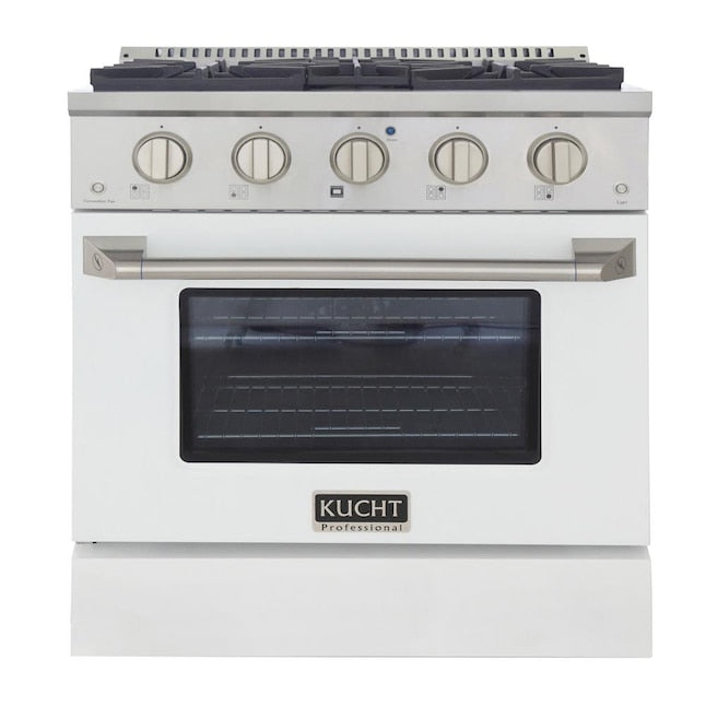 Kucht 30" Pro-Style Propane Gas Dual Fuel Range with 4 Burners in White, KDF302/LP-W