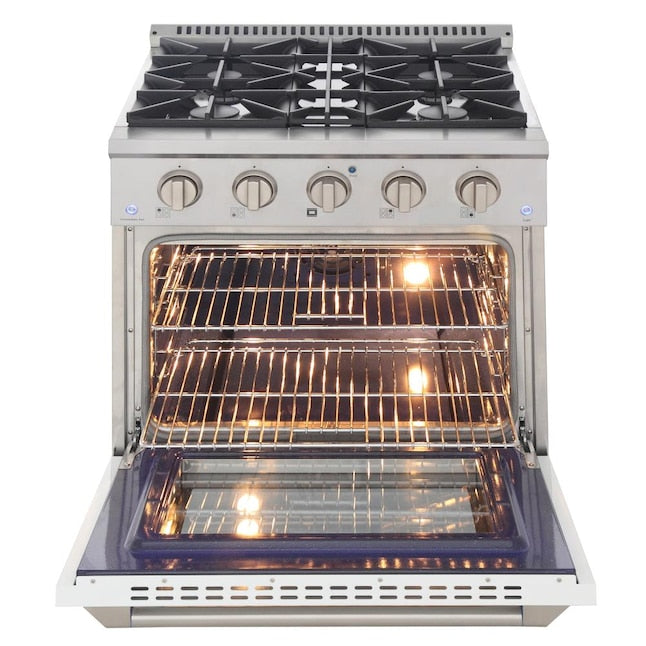 Kucht 30" Pro-Style Propane Gas Dual Fuel Range with 4 Burners in White, KDF302/LP-W