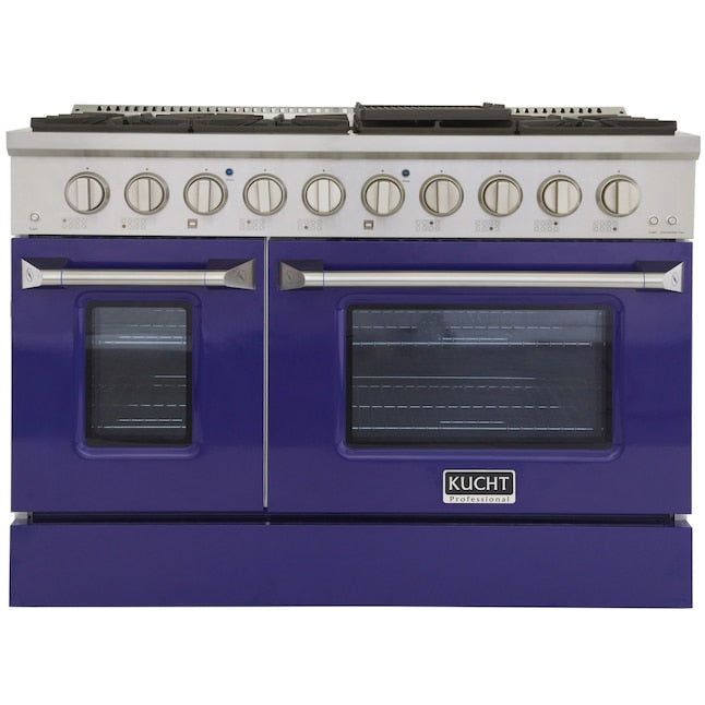 Kucht 48" Pro-Style Natural Gas Dual Fuel Range with 4 Burners in Blue, KDF482-B