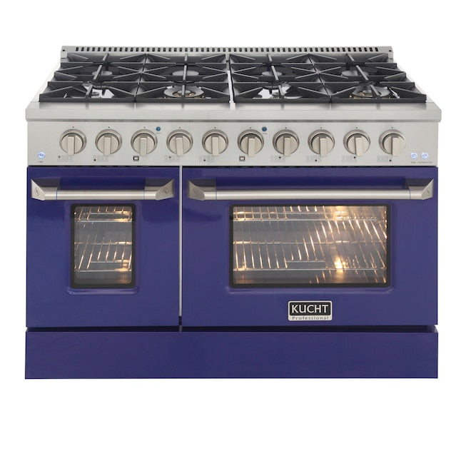 Kucht 48" Pro-Style Natural Gas Dual Fuel Range with 4 Burners in Blue, KDF482-B