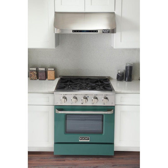 Kucht 30" Pro-Style Natural Gas Dual Fuel Range with 4 Burners in Green, KDF302-G