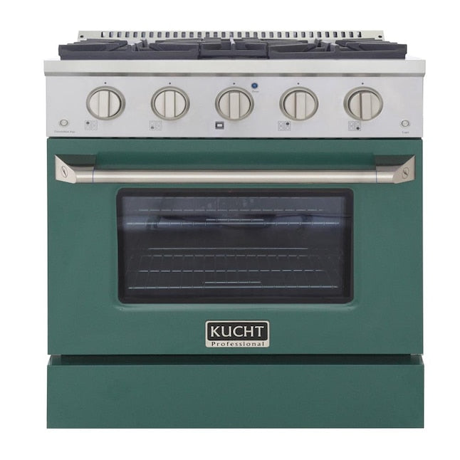 Kucht 30" Pro-Style Propane Gas Dual Fuel Range with 4 Burners in Green, KDF302/LP-G