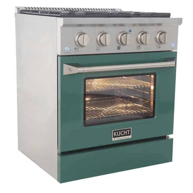 Kucht 30" Pro-Style Natural Gas Dual Fuel Range with 4 Burners in Green, KDF302-G