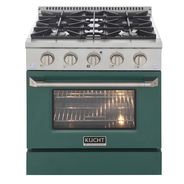 Kucht 30" Pro-Style Natural Gas Dual Fuel Range with 4 Burners in Green, KDF302-G