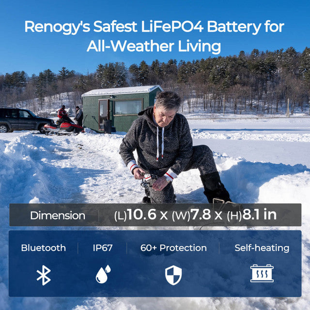 Renogy 12V 100Ah Pro Smart Lithium Iron Phosphate Battery w/Bluetooth & Self-heating Function