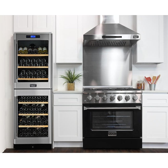 Kucht 36" Pro-Style Natural Gas Dual Fuel Range with 4 Burners in Black, KDF362-K