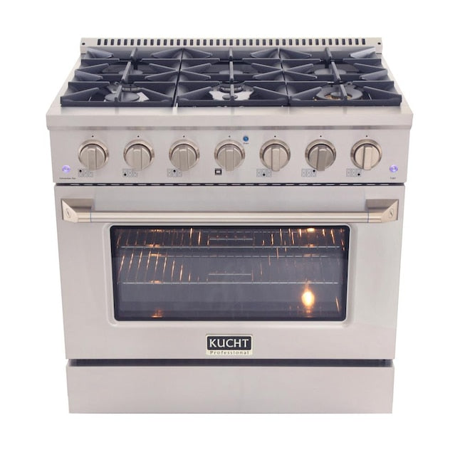 Kucht 36" Pro-Style Natural Gas Dual Fuel Range with 4 Burners in Stainless Steel, KDF362-S