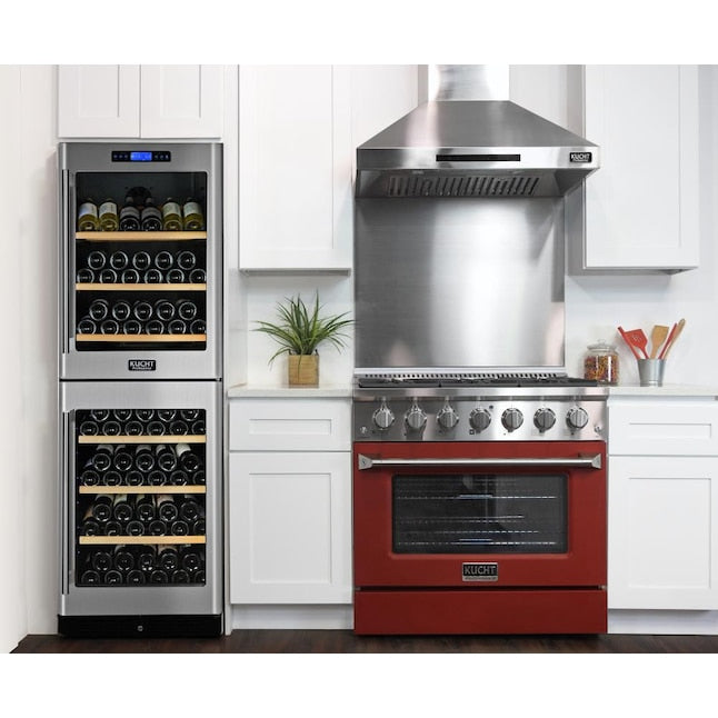 Kucht 36" Pro-Style Natural Gas Dual Fuel Range with 4 Burners in Red, KDF362-R