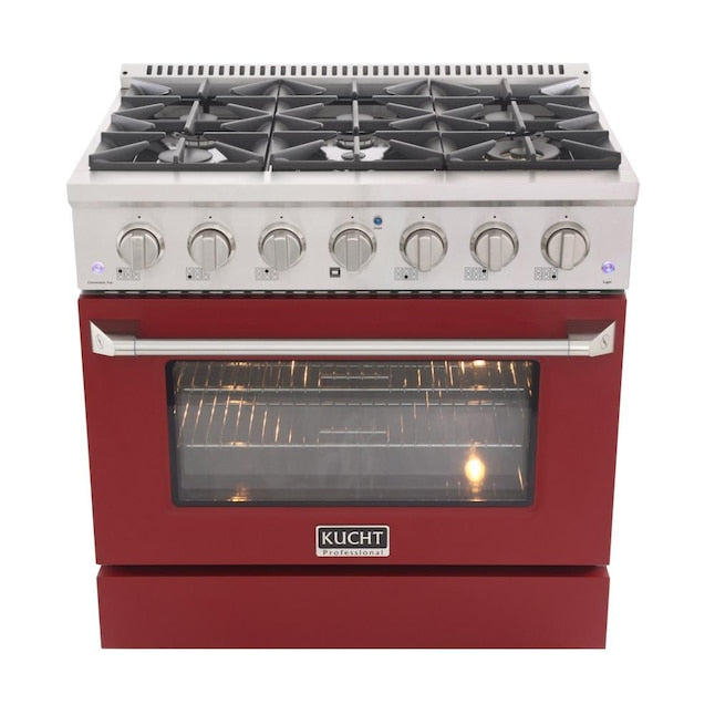 Kucht 36" Pro-Style Propane Gas Dual Fuel Range with 4 Burners in Red, KDF362/LP-R