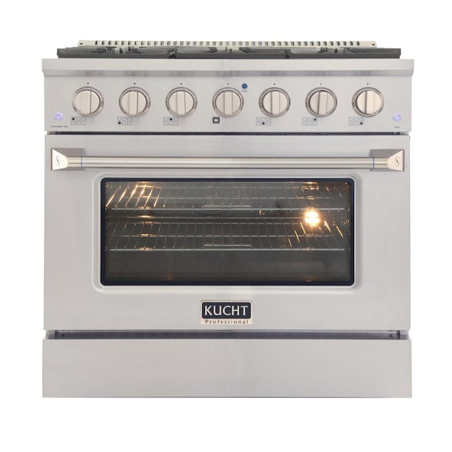 Kucht 36" Pro-Style Natural Gas Dual Fuel Range with 4 Burners in Stainless Steel, KDF362-S