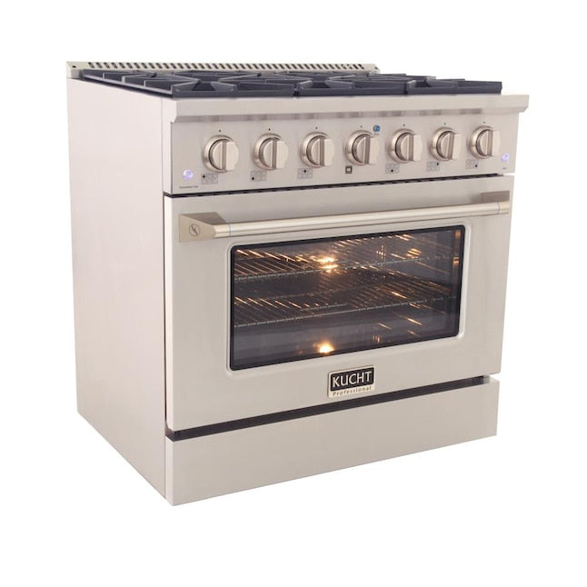 Kucht 36" Pro-Style Natural Gas Dual Fuel Range with 4 Burners in Stainless Steel, KDF362-S