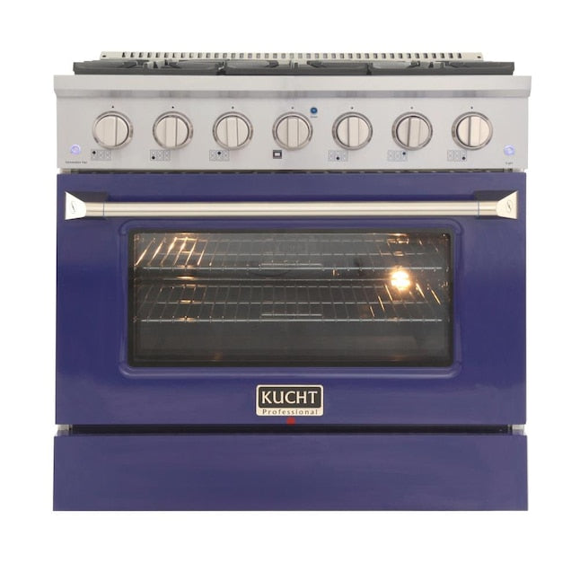 Kucht 36" Pro-Style Natural Gas Dual Fuel Range with 4 Burners in Blue, KDF362-B